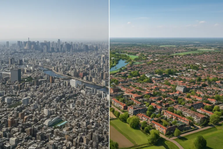 Bevolking en dichtheid: groter land, andere drukte